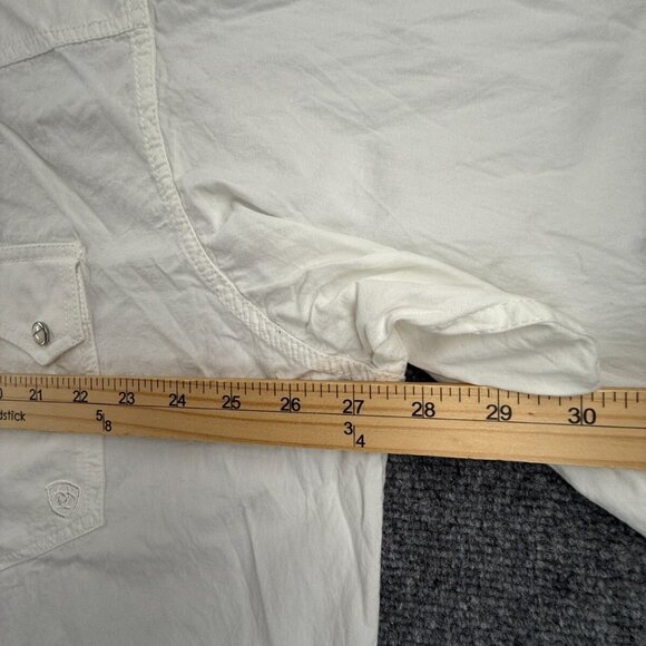 Ariat Long Sleeve Pearl Snap Up Outdoors 2XL White Blue Floral Print Western - Picture 6 of 15